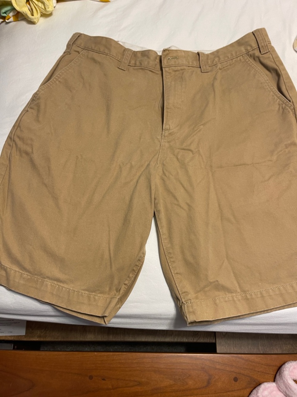 Eddie Bauer Tan Flat-Front Men's Shorts